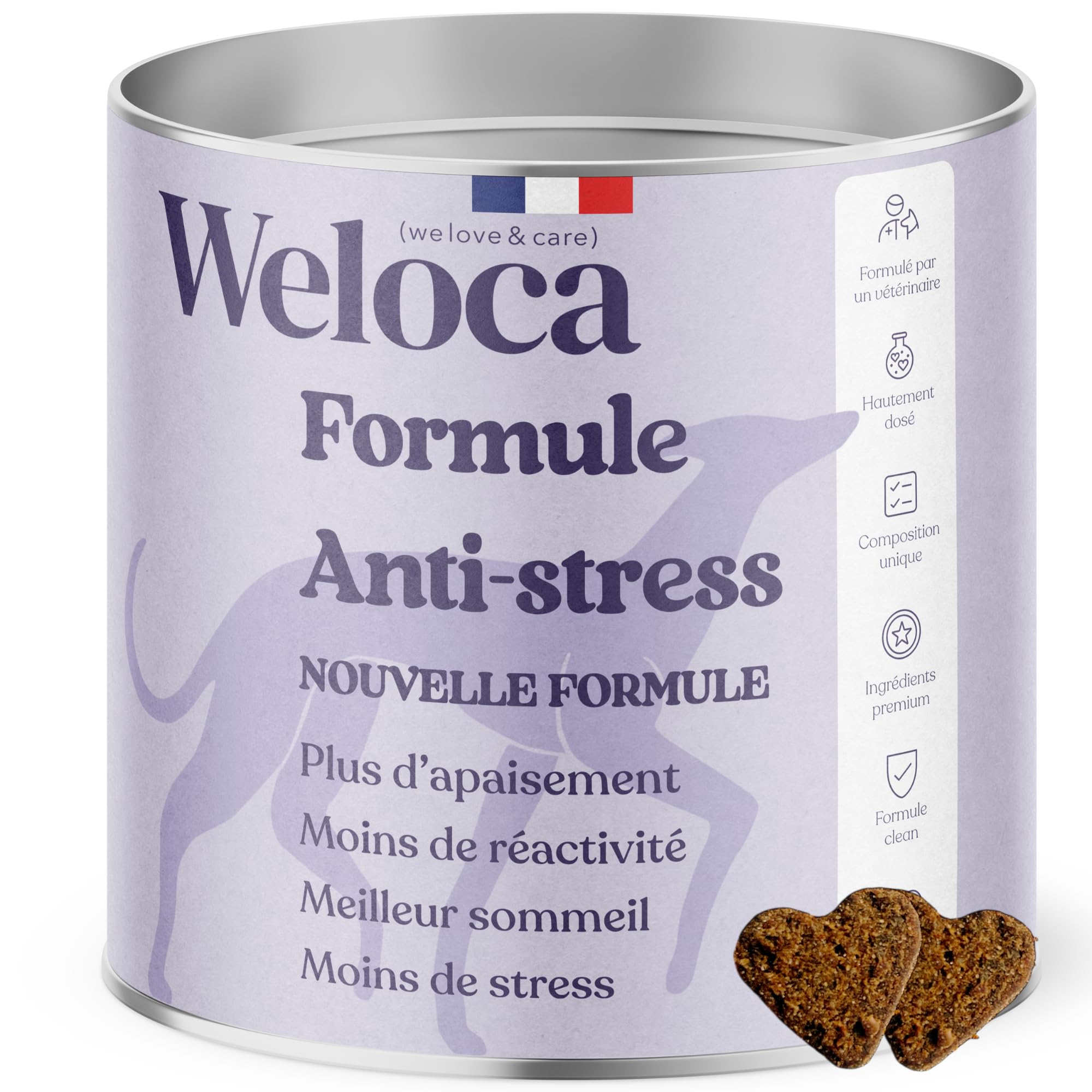Anti-stress chien - 13 Actifs puissants naturels - Calmant pour chiens stressés, anxieux, réactifs, chiens hyperactifs - 120 compléments apaisants - Complément alimentaire chien - Nouvelle formule