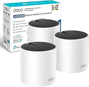 TP-Link Deco X55 AX3000 - Set di 3 sistemi Wi-Fi a rete completa, HE160, doppia banda con porte Gigabit, copertura fino a 2,5 m ², connessione fino a 150 dispositivi, funziona con Amazon Alexa,
