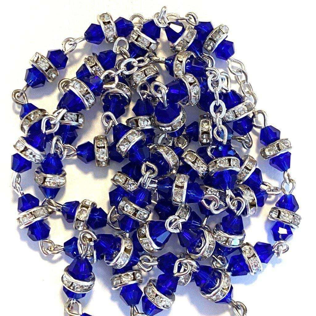 Catholically Blessed Virgin Mary - Shiny Crystal Rosary - Rhinestone - Blessed by Pope