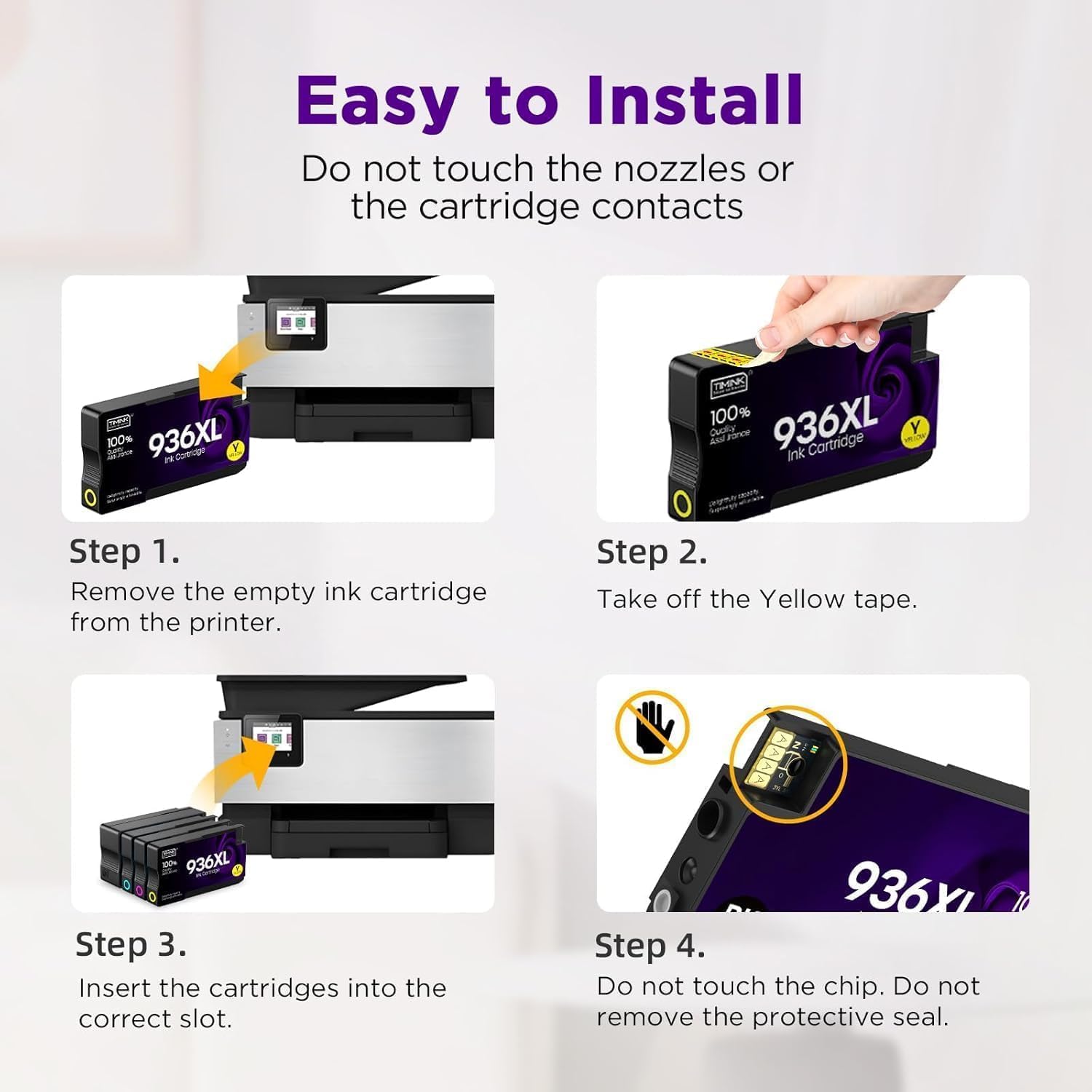 936 936XL Ink Cartridges Compatible Compatible with HP 936 936e 936XL Ink Cartridges Combo Pack Works with OfficeJet Pro 9110, 9120, 9130, 9730, 9720 Series Printers (4 Pack, BK/C/Y/M)