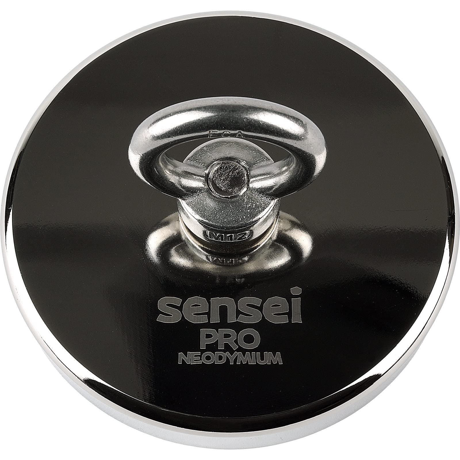 SENSEI® Magnete al Neodimio Potente – 600 kg di Forza, Ø 120 mm – Super Forte Calamita con Dado ad Occhiello da Pesca Magnetica, Uso Industriale, Casa, Officina e Sollevamento
