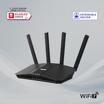 ASUS RT-BE58U WiFi7 BE3600 WiFi7 Dual-Band Gigabit Extendable Router | AiMesh, 4K-QAM, MLO, WAN/LAN 2,5G, Dört bağlantı noktası 1G, Ticari güvenlik, ebeveyn kontrolü, IoT, çocuk ağı, VPN