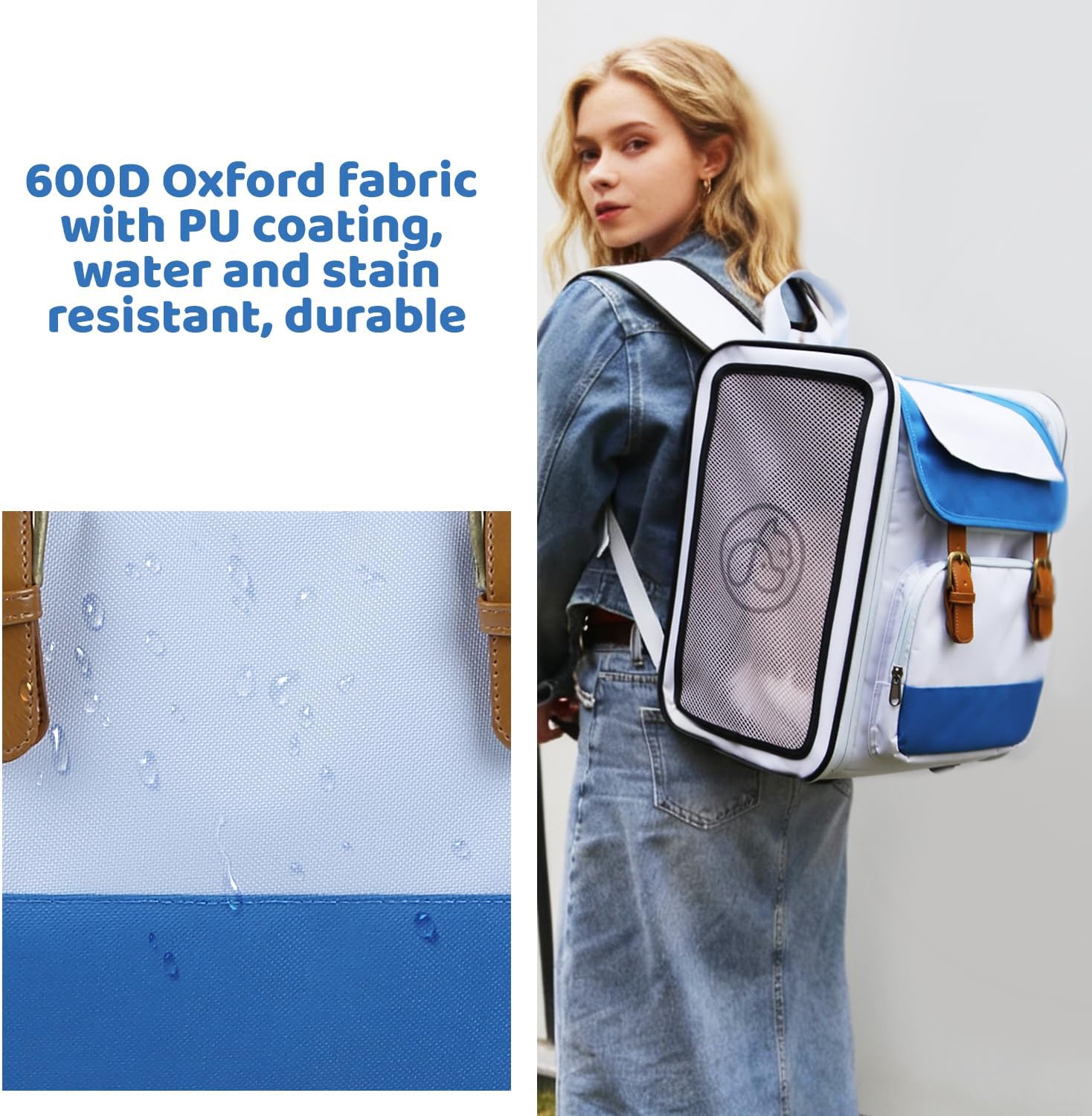 Everking Pet Carrier Backpack for Cats & Small Dogs, Breathable & Foldable, Water-Resistant Oxford Fabric, Removable Plush Pad, Comfortable Travel Backpack for Pets (SkyGlide)