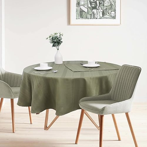 Miniatura 4 de Randall Mantel redondo navideño de 70 pulgadas, a rayas de gofre, resistente al agua, a prueba de polvo, para cocina, comedor, fiesta, decoración de