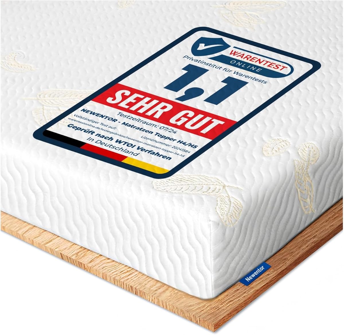 Newentor® Matratzen Topper 80x200cm H4 H5, Matratzentopper 80x200 Schlafsofa Bett Gelschaum, Mattress Topper 80x200 Boxspringbett Öko-Tex Zertifiziert Gel Bezug Kaltschaum 7CM Höhe