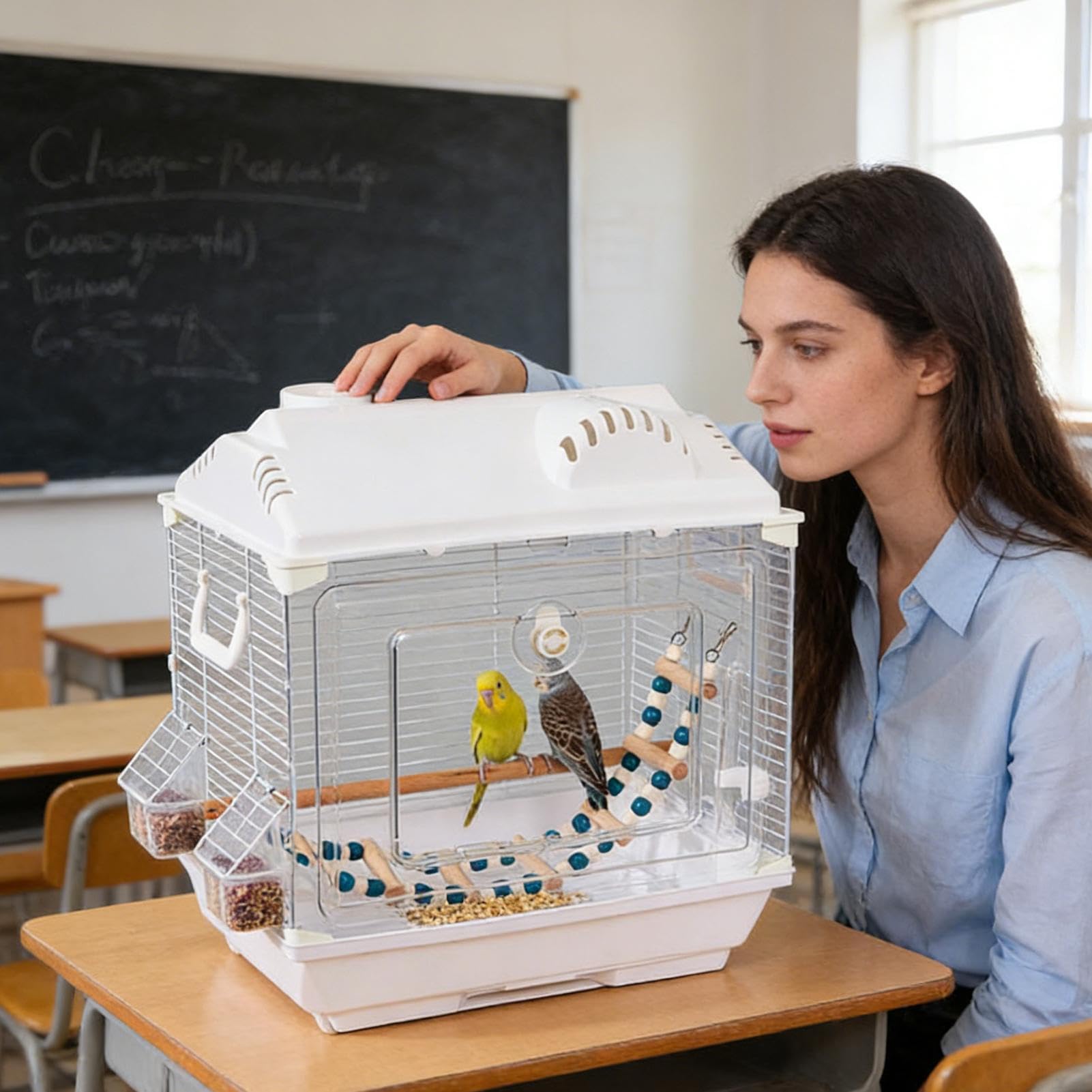 Jaula Pequeña para Pájaros Transportín Portátil y Transpirable | Jaula Pequeña para Canarios y Transportín para Periquitos para Interiores Exteriores Casa Camping y Viajes Canarios