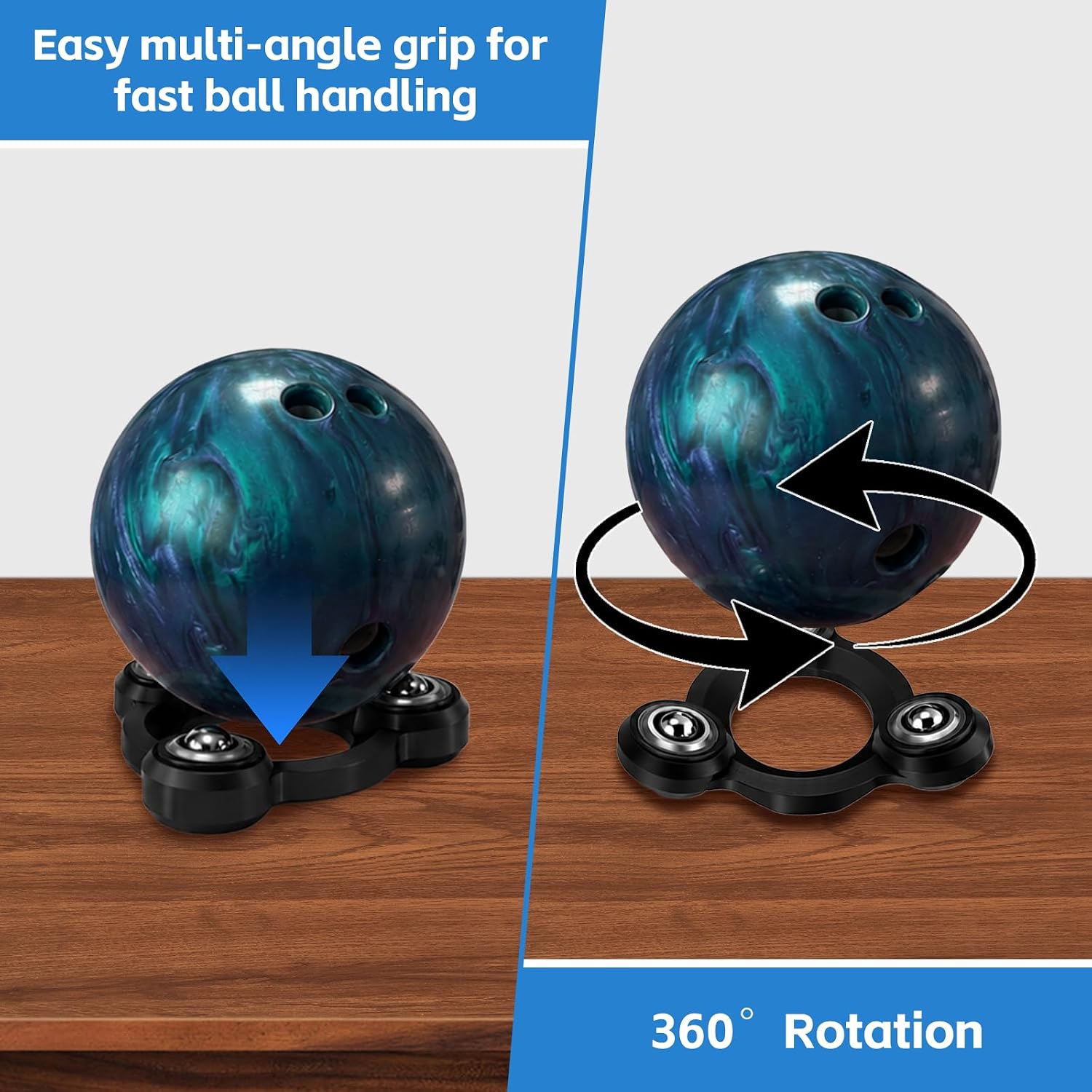 Bowling Ball Spinner - Hook & Grip Trainer with Maintenance Stand - Multi Functional Practice Tool for Increasing Rev Rate and Ball Performance