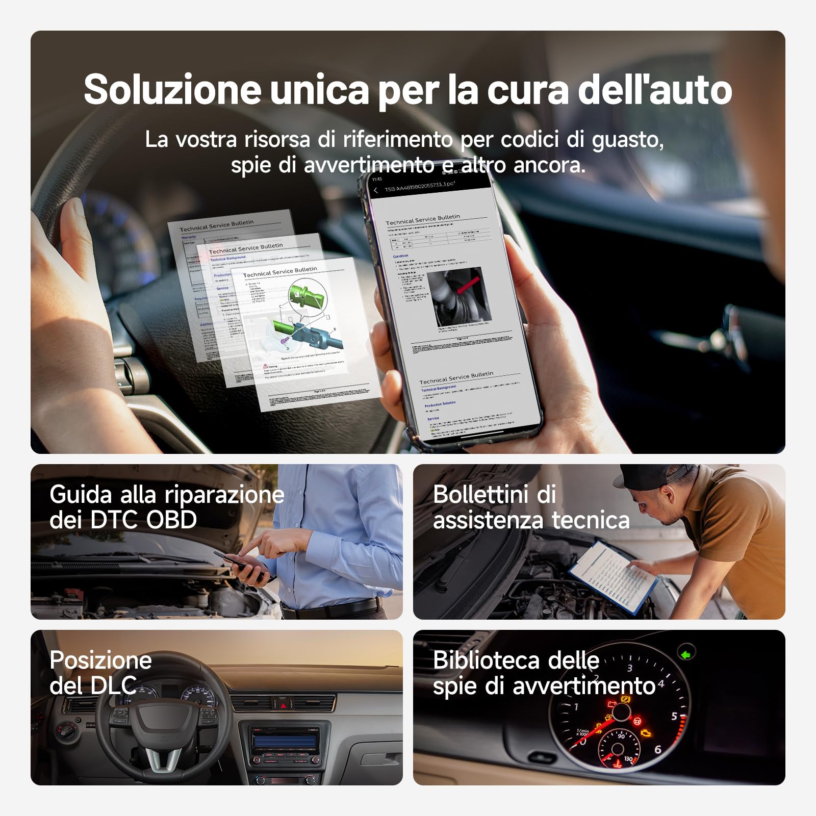 TOPDON CarPal-A OBD2 Auto Diagnostica, Bluetooth Diagnosi Auto Professionale in Italiano, 6 Servizi di Reset, AutoVIN, Ispezione Motore, Controllo Smog, Guida alle Riparazioni