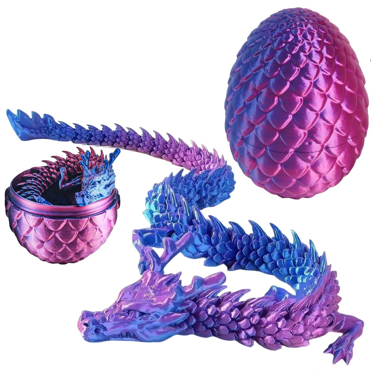 3D Printed Dragon in Egg, 8.5CM Mini Dragon Egg, Fully Articulated Crystal Crystal Figurine, Fidget Toy