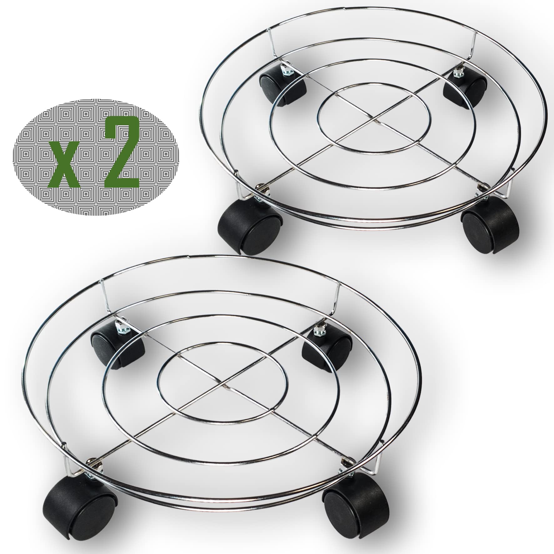 Soporte para Macetas con Ruedas, Soporte Plantas, Soporte Macetas Interior, Base con Ruedas, Ruedas Bombona Butano, Soporte Rodante.(2 Unidades, 32 cm / 12.5 in)