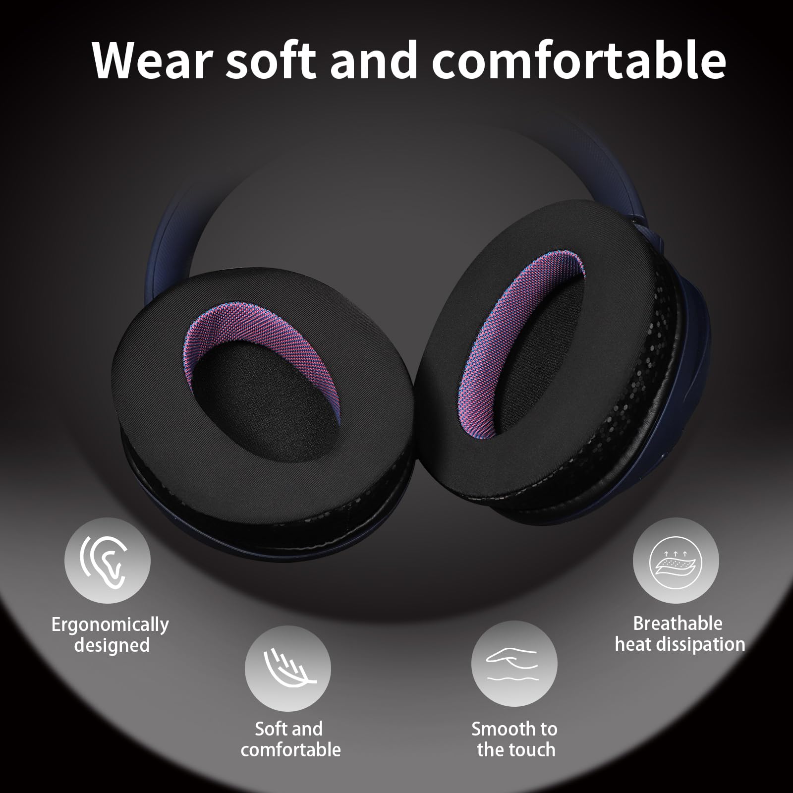 Magic Ice - Cuscinetti di ricambio in gel per WH-CH700N/CH710N/ZX770BN ZX780DC/CH720N, colore: Nero/Viola