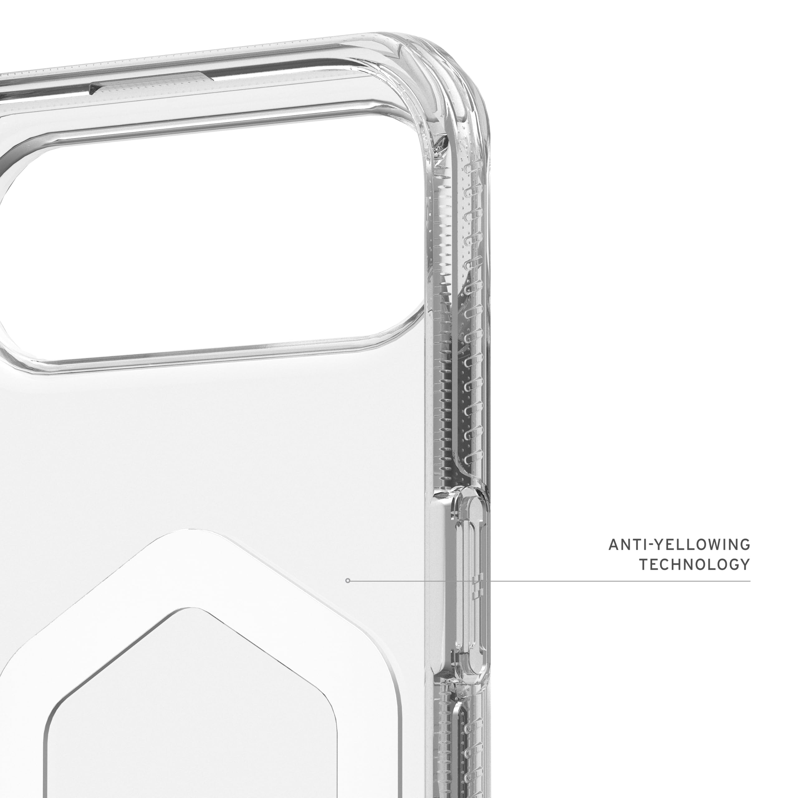 Urban Armor Gear Plyo MS Case Compatible con Apple iPhone Air Funda (Carga inalámbrica/magnética, Air-Soft Esquinas, Borde Elevado) Hielo (Transparente) / Blanco