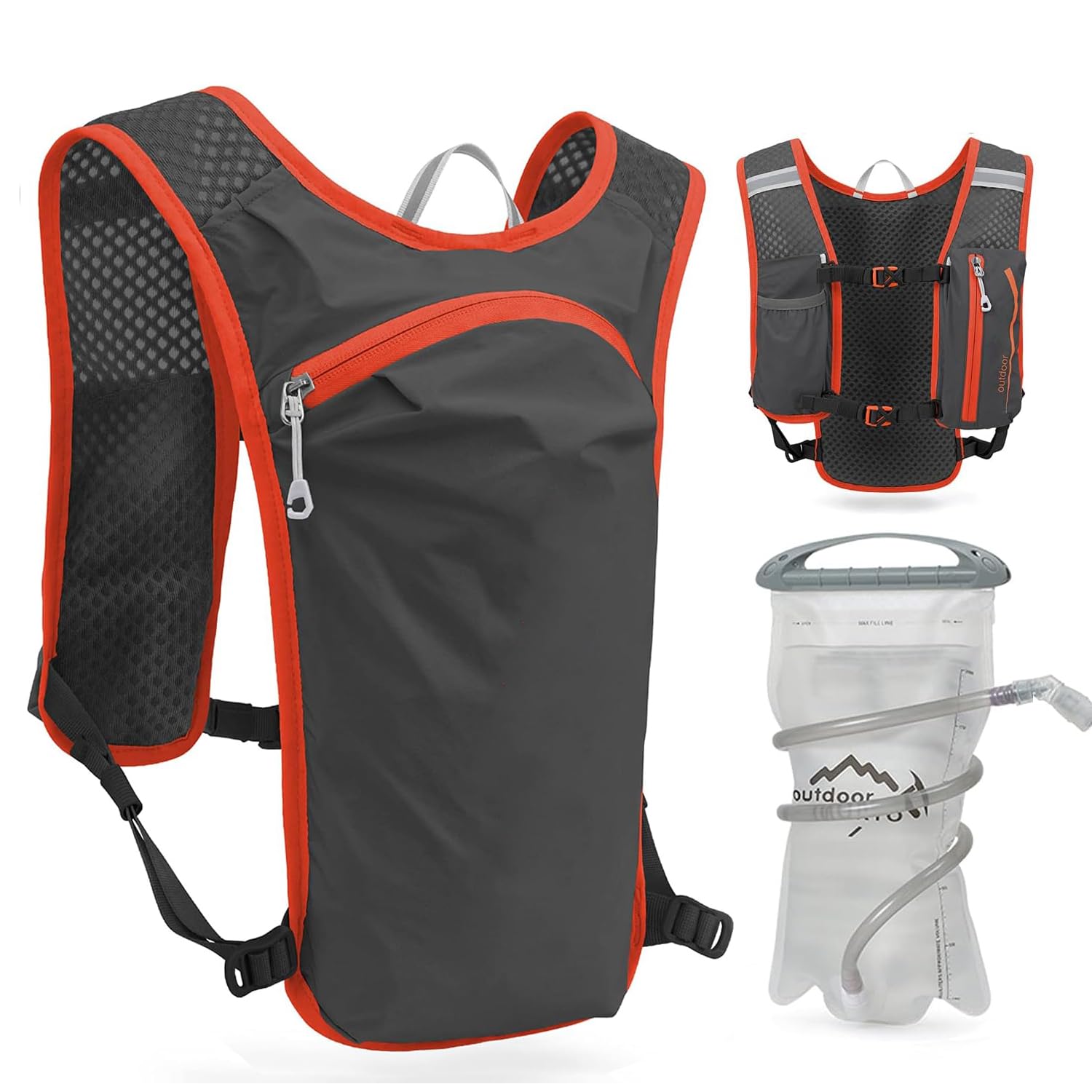 Running Hydration Vest Backpack, Lightweight Insulated Pack with 1.5L Water Bladder Bag Daypack for Hiking Trail Running Cycling Race Marathon for Women Men