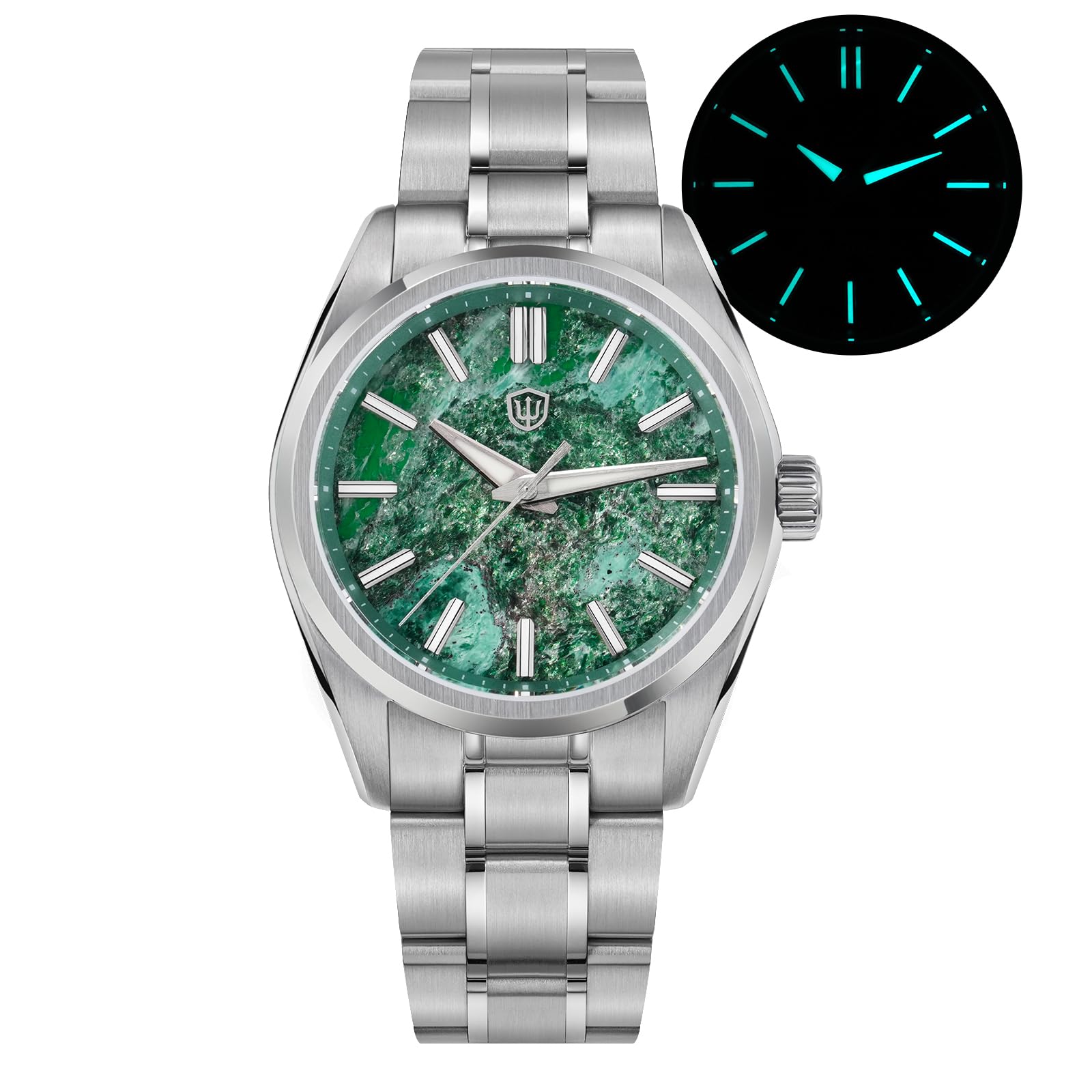 watchdives WD0003D Montre à Quartz VH31 à trotteuse Fluide pour Homme, Design Original en Pierre Naturelle, 36 mm, Verre Saphir, Montre-Bracelet au Style raffiné, étanche 100 m