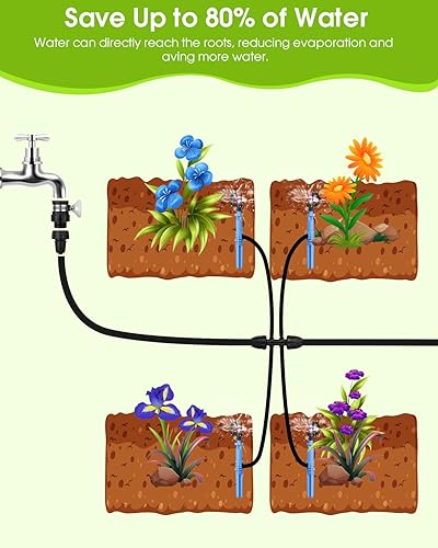 Miniatura 2 de Sistema automático de aspersor de césped con kit de tubos de 32.8 pies, 812 pulgadas + 16.4 pies, 47 pulgadas, rociador de jardín giratorio para