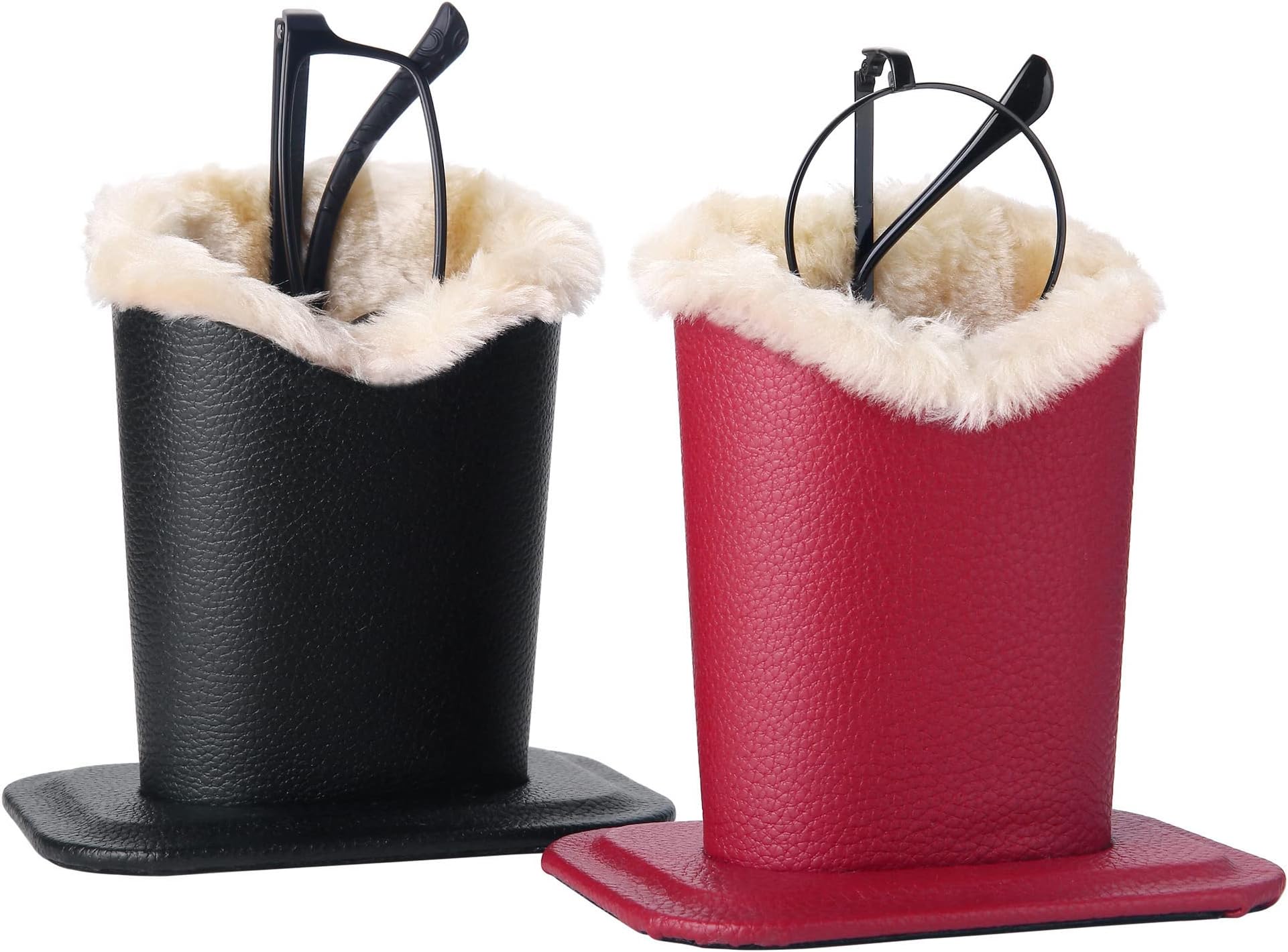 BivisenEyeglass Holder Stand, Modern Velvet Plush Lined PU Leather Eyeglasses Glasses Holder Case