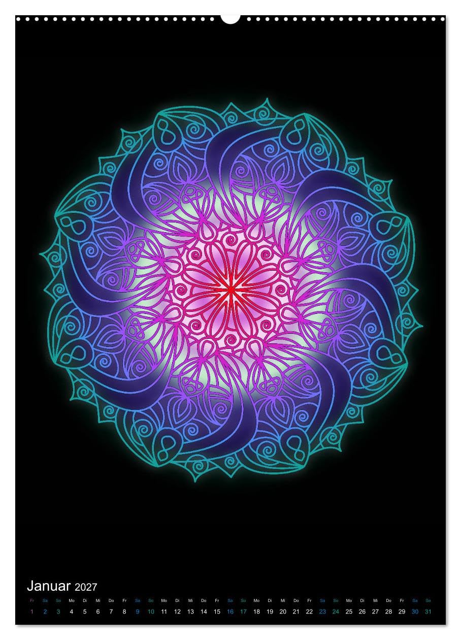 CALVENDO - Mandala-Kalender 2027 (hochwertiger Premium Wandkalender 2027 DIN A2 hoch), Kunstdruck in Hochglanz: Genießen Sie jeden Monat ein außergewöhnliches Kraftbild in Form eines Mandalas.