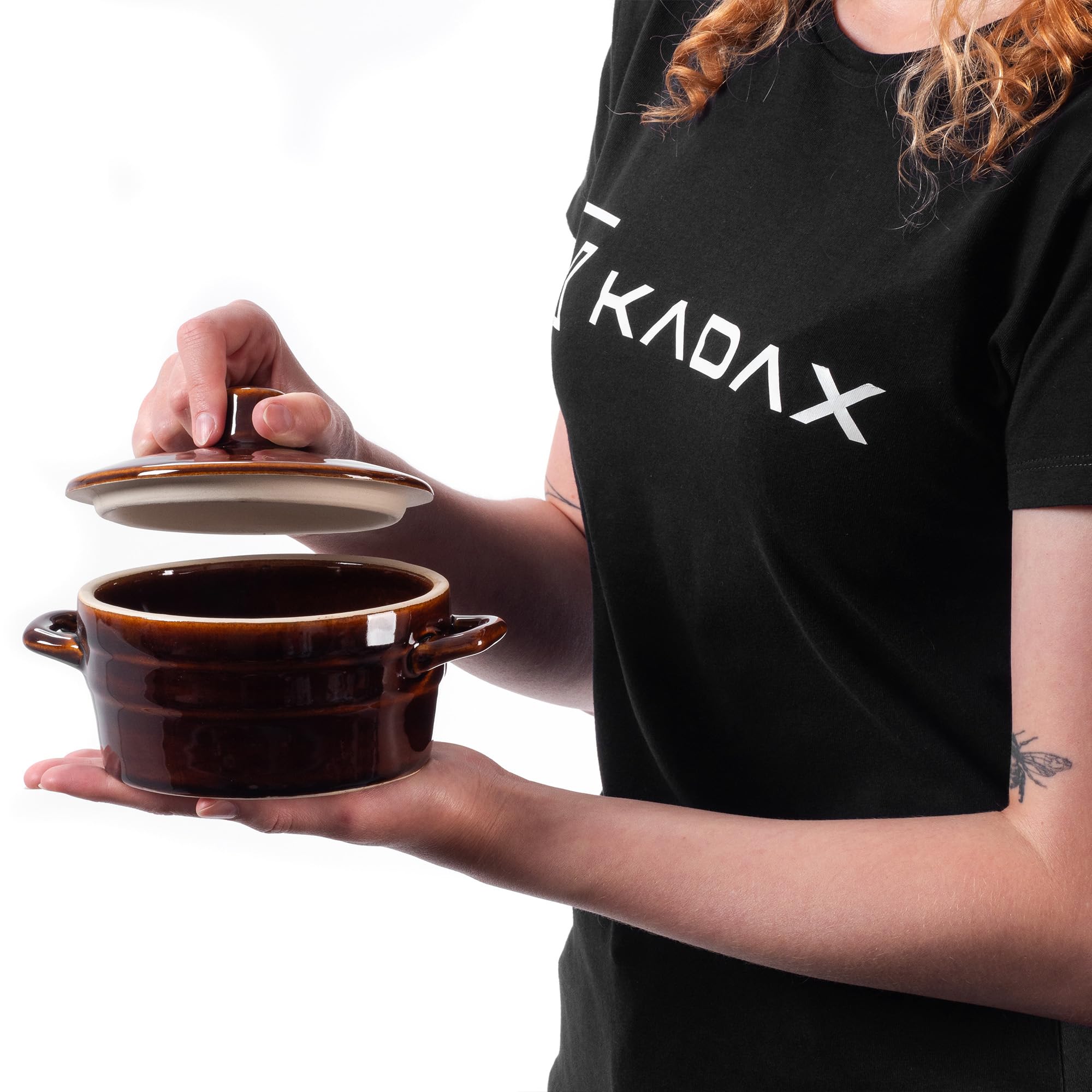 KADAX Garnek z kamionki, garnek ceramiczny z bocznymi uchwytami i pokrywą, kociołek kamionkowy odporny na mycie w zmywarce, ceramiczny garnek do fermentacji rzemieślniczej, słoik do konserw