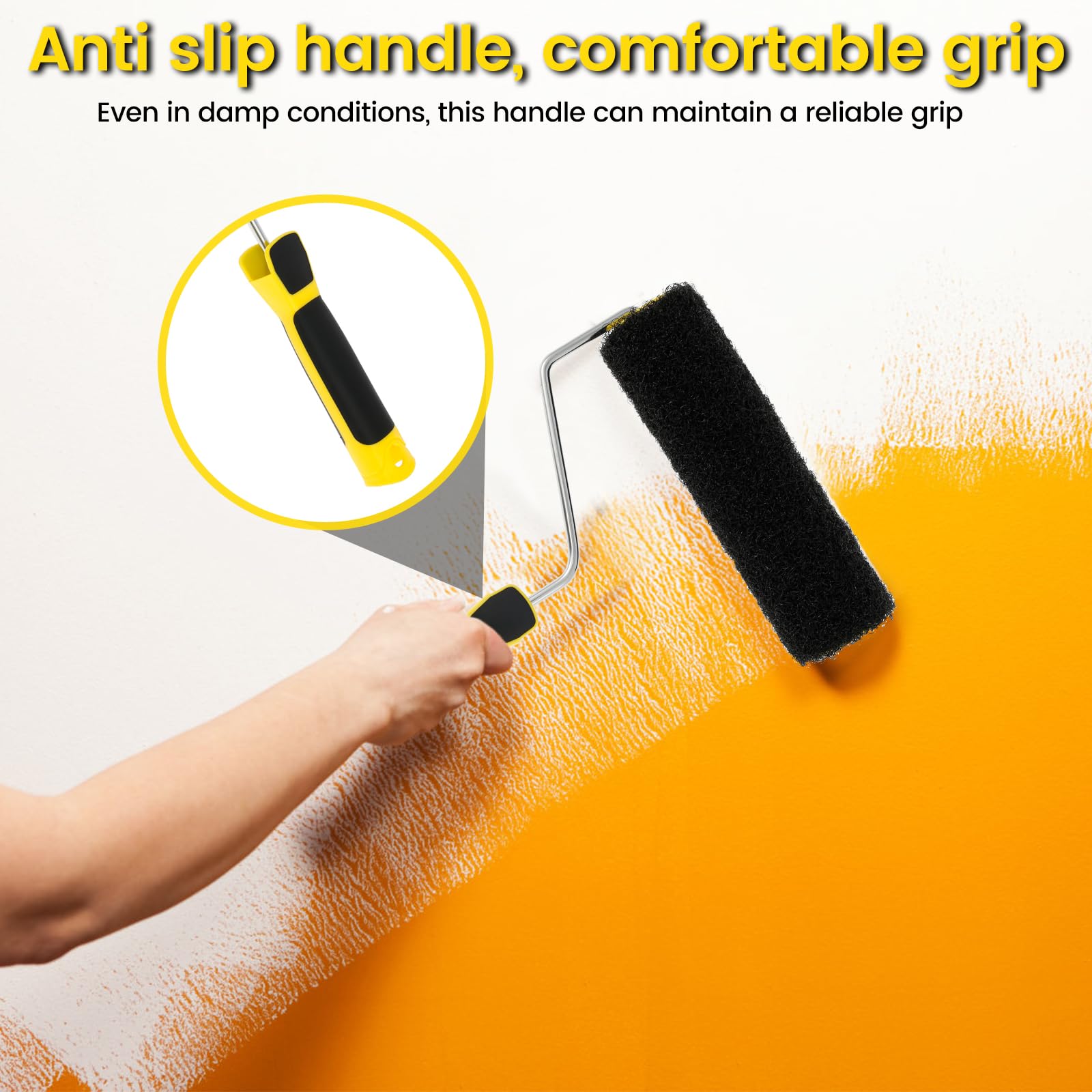 Rodillo de yeso compuesto de 9 pulgadas con mango ergonómico para paneles de yeso, rodillo de textura cómoda para aplicar manualmente para pared y superficie de techo