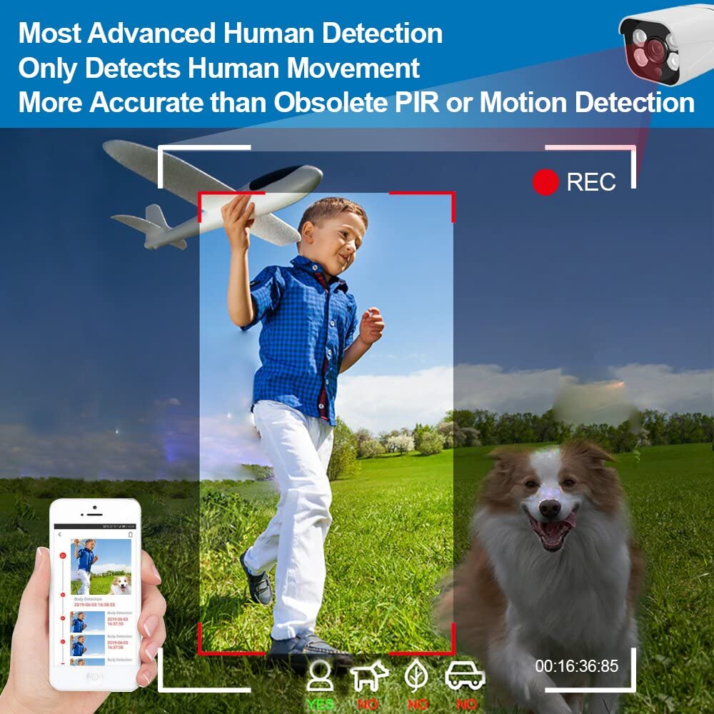 PoE Security Camera System,Two Way Audio 4K PoE NVR with 4Pcs 5MP IP Security Camera for Outdoor, Home Surveillance Kits Waterproof,Smart Detection/Playback (Single CAM)