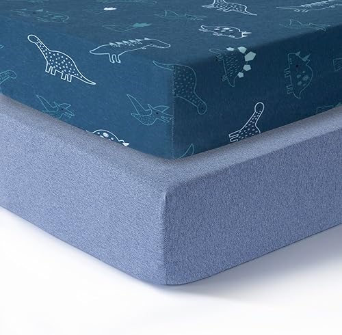 Dreamology Sábana bajera ajustable para cuna de bebé, jersey de punto 100% algodón, se ajusta a colchones estándar para cuna, sábana bajera para