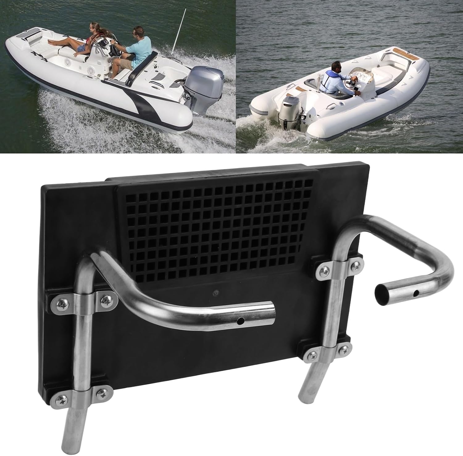 Outboard Motor Mount Bracket Rack, Stainless Steel Motor Holder for Inflatable Boat Kayak Ship, Universal Mounting Support with Fixed Arms for Trolling Motor and Small Gas Engine,