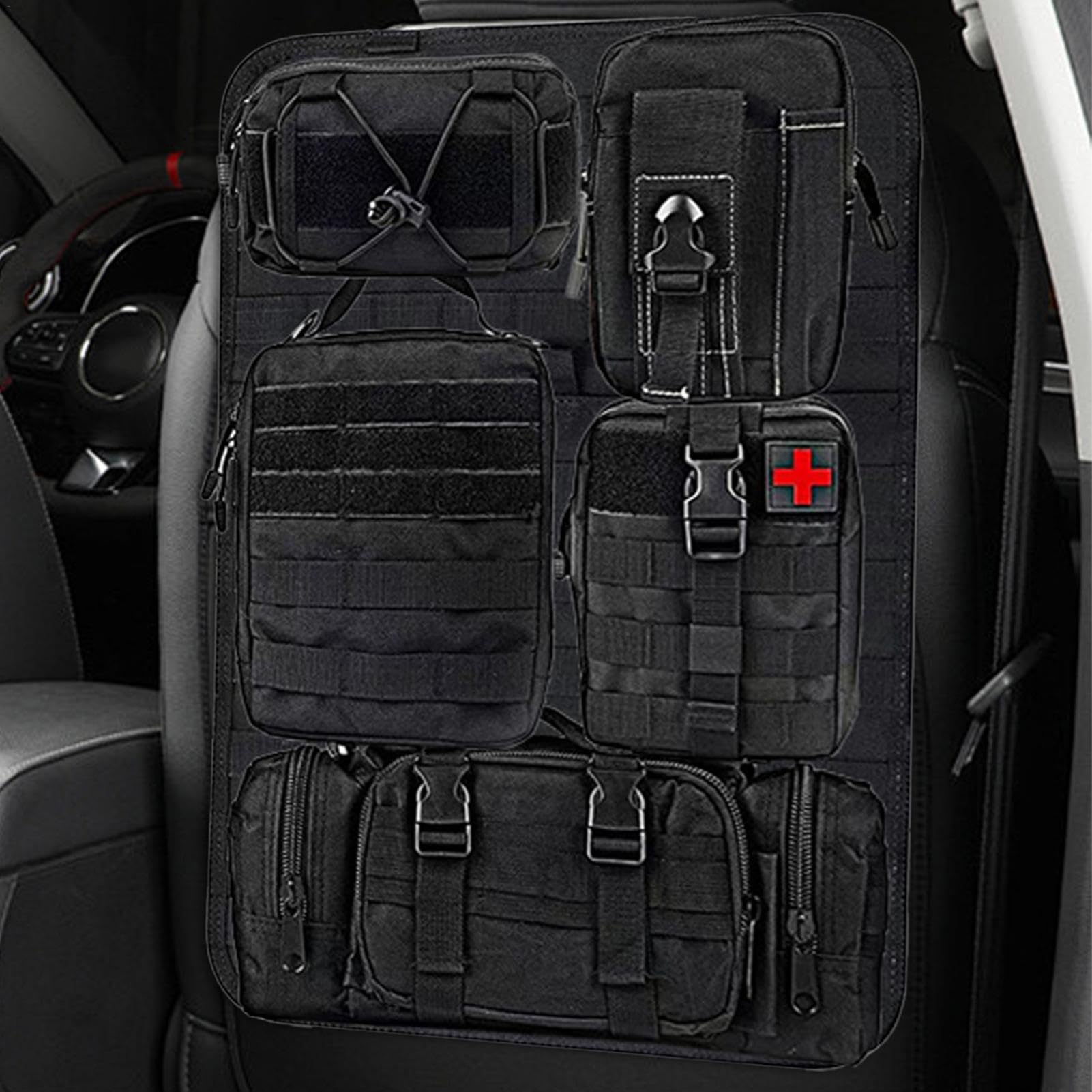 Organizator z tyłu samochodu, organizatorzy motoryzacyjnej tylnej części | 600D Nylon regulowany pasek klamry, wielofunkcyjne akcesoria podróżne dla SUV -ów, pi