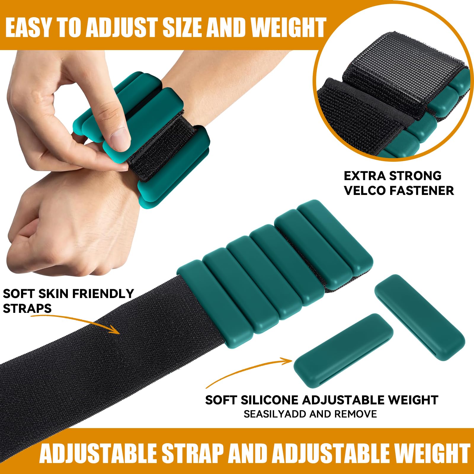 2 Pezzi Polsiere e Cavigliere Regolabili con Pesi 0,45KG & 0,9KG, Set Manubri Rimovibili per Fitness, Per Donne e Uomini Jogging, Yoga, Pilates, Aerobica, Cardio, Allenamento Forza, Danza