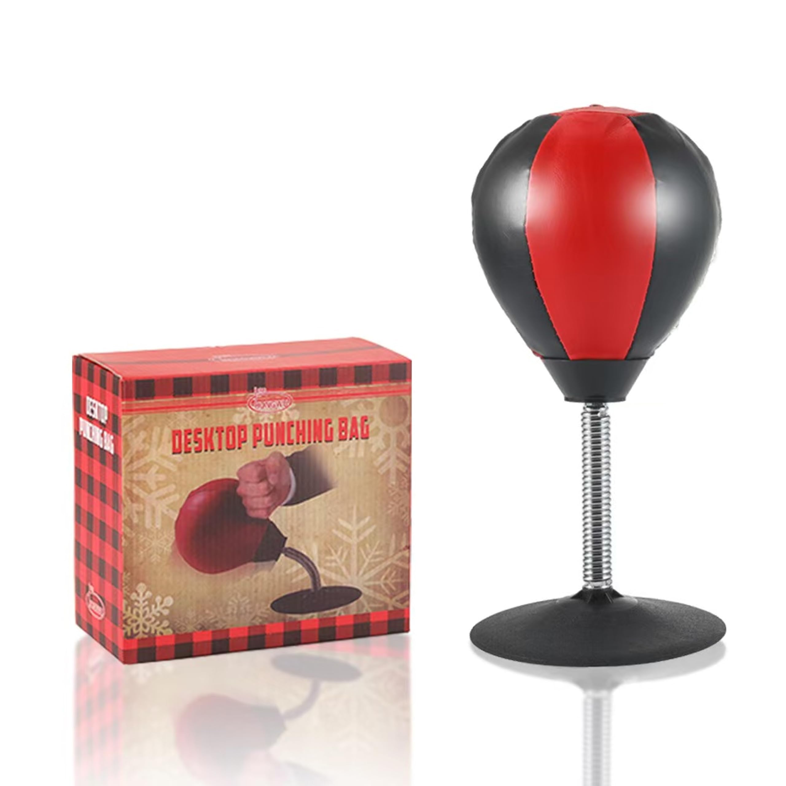 Desktop Punching Bag for Office or Home – Stress Relief Toy with Strong Suction Base & Spring Rebound – Fun Desk Gift for Adults & Teens – Durable PU Leather Stress Buster