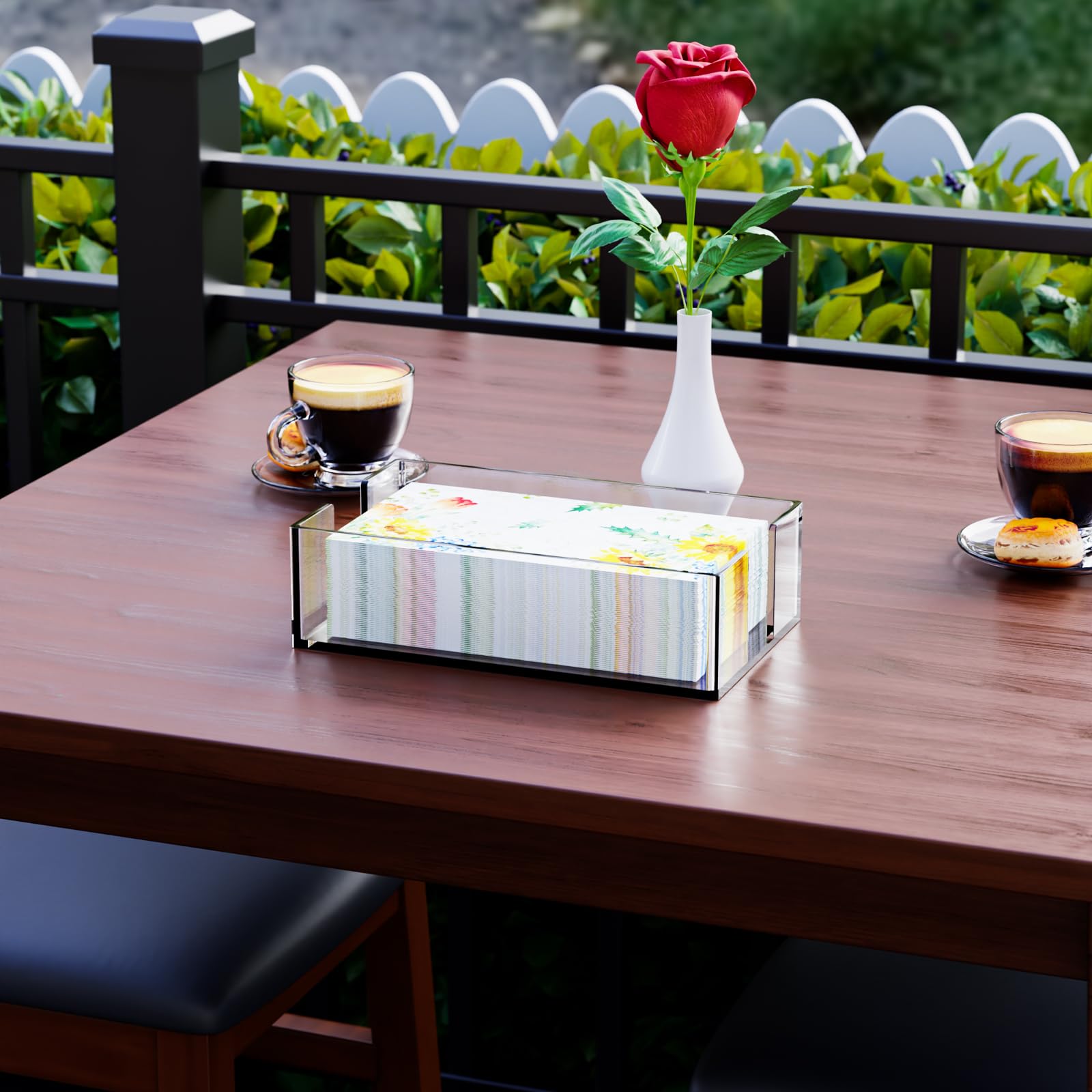 Cq Acrylic Servilleteros transparentes de 9 x 5.5 pulgadas para cocina, cesta de toallas de invitados, soporte para toallas de papel en transparente, soporte para servilletas de cóctel y invitados