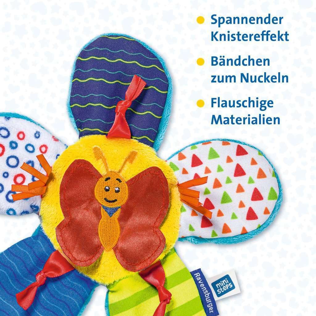 Ravensburger ministeps 4154 Knister-Blümchen, Schmusetuch und Greifling mit Knister-Geräusch, Baby Spielzeug ab 0 Monate
