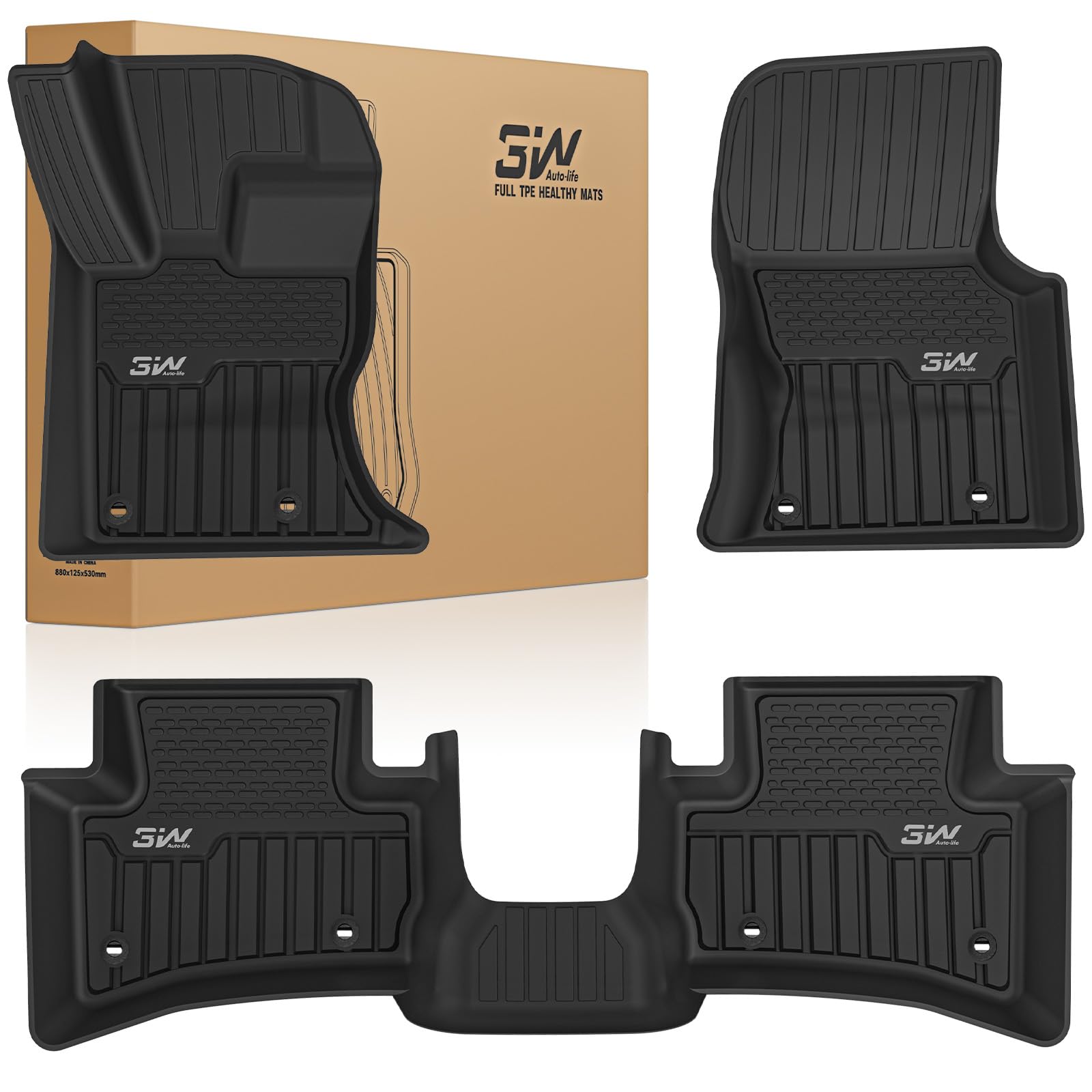 3W Floor Mats&Cargo Liner Fit Toyota Sienna 2021 2022 2023 2024 2025 2026 LE/XLE(Only for 8 Seat), TPE All Weather Custom Fit Floor Liner for Sienna 8 Seat 1st, 2nd and 3rd Row and Cargo Mat, Black — view 17