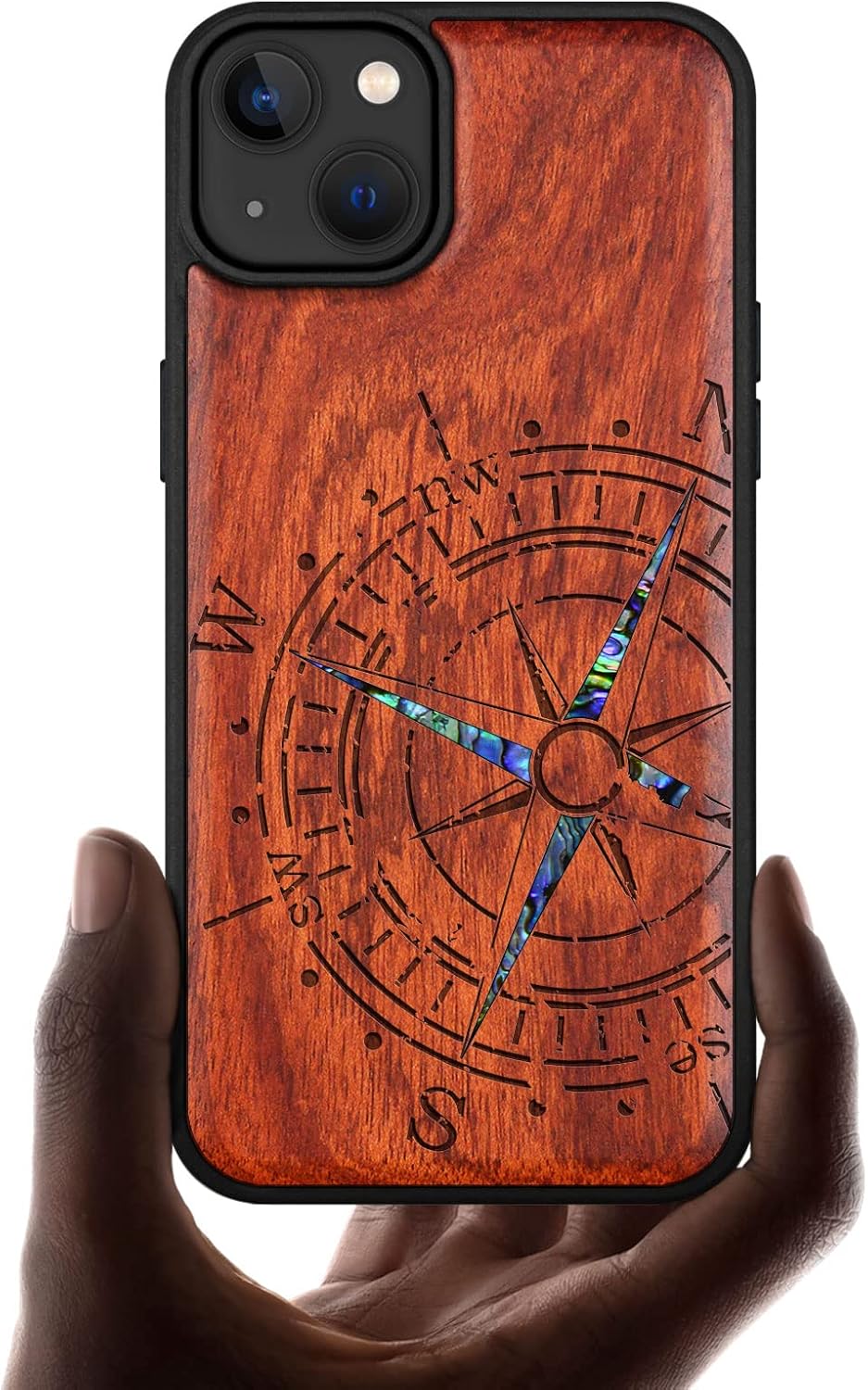 Carveit Designer Wooden Protective Magnetic Case for iPhone 14 Plus Case [Wood Engraving & Shell Inlay] Unique Wood Phone Cover Compatible with 14 Plus MagSafe 6.7 Inch (Viking-Blackwood)