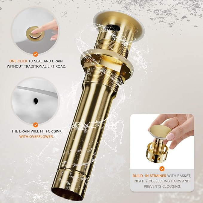 Grifería Lavamanos 3 Huecos 8 Pulgadas Dorado miniatura 9