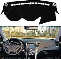 Vista 7 de SENSHINE para Hyundai Sonata 2011 2012 2013 2014 Funda para salpicadero, cubierta para consola central, tapete para salpicadero, alfombra, protector