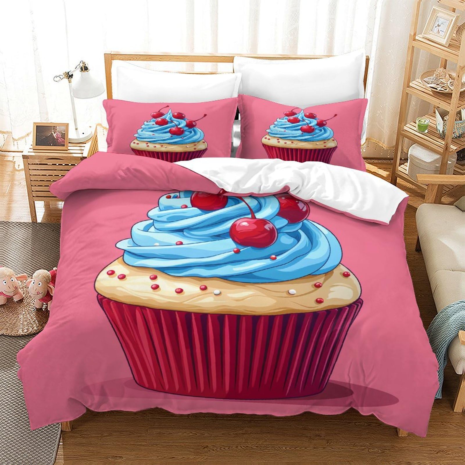 Parure de lit desserts pour enfant avec housse de couette douce 140x200 cm