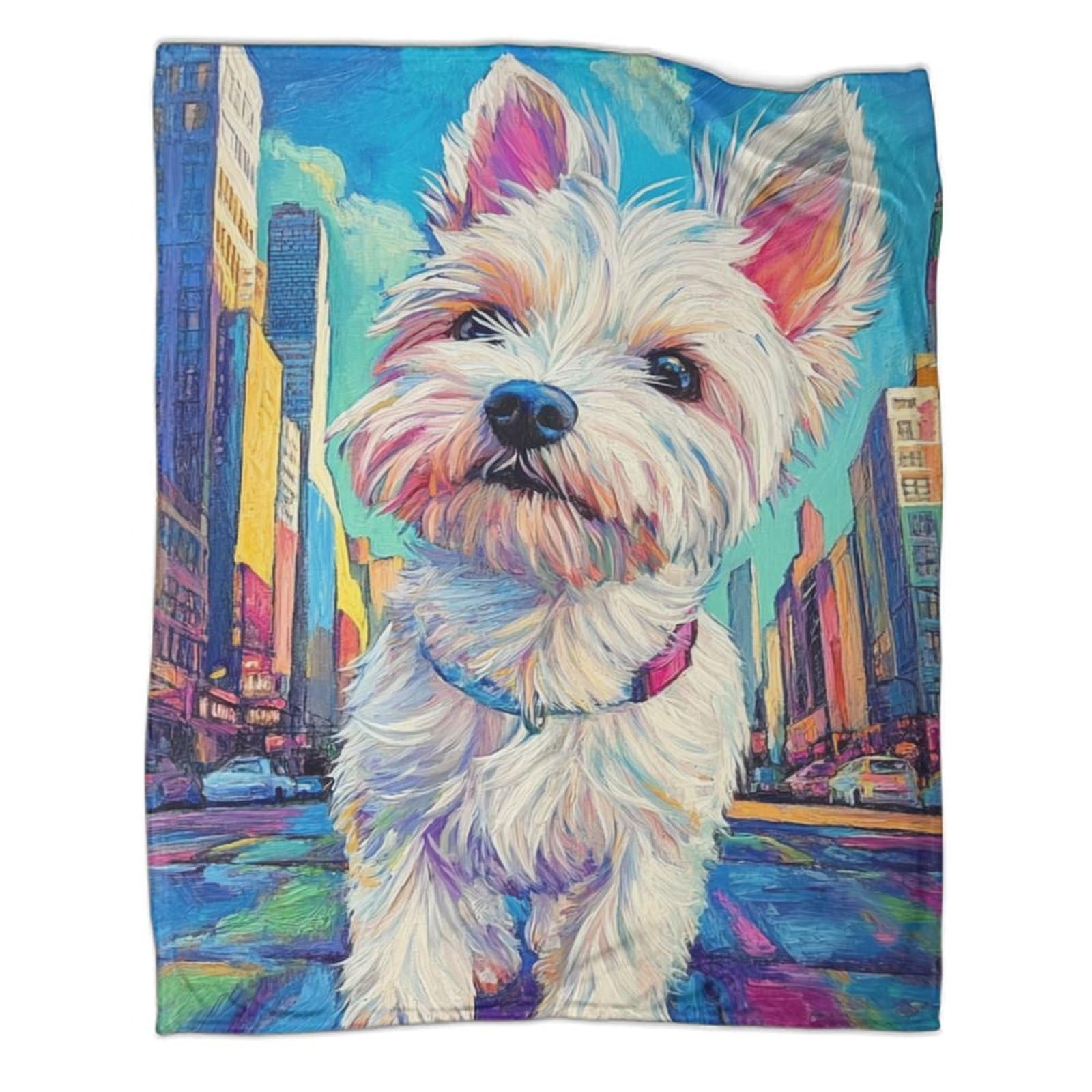 Couverture microfibre 150x200 cm West Highland blanche pour lit et canapé