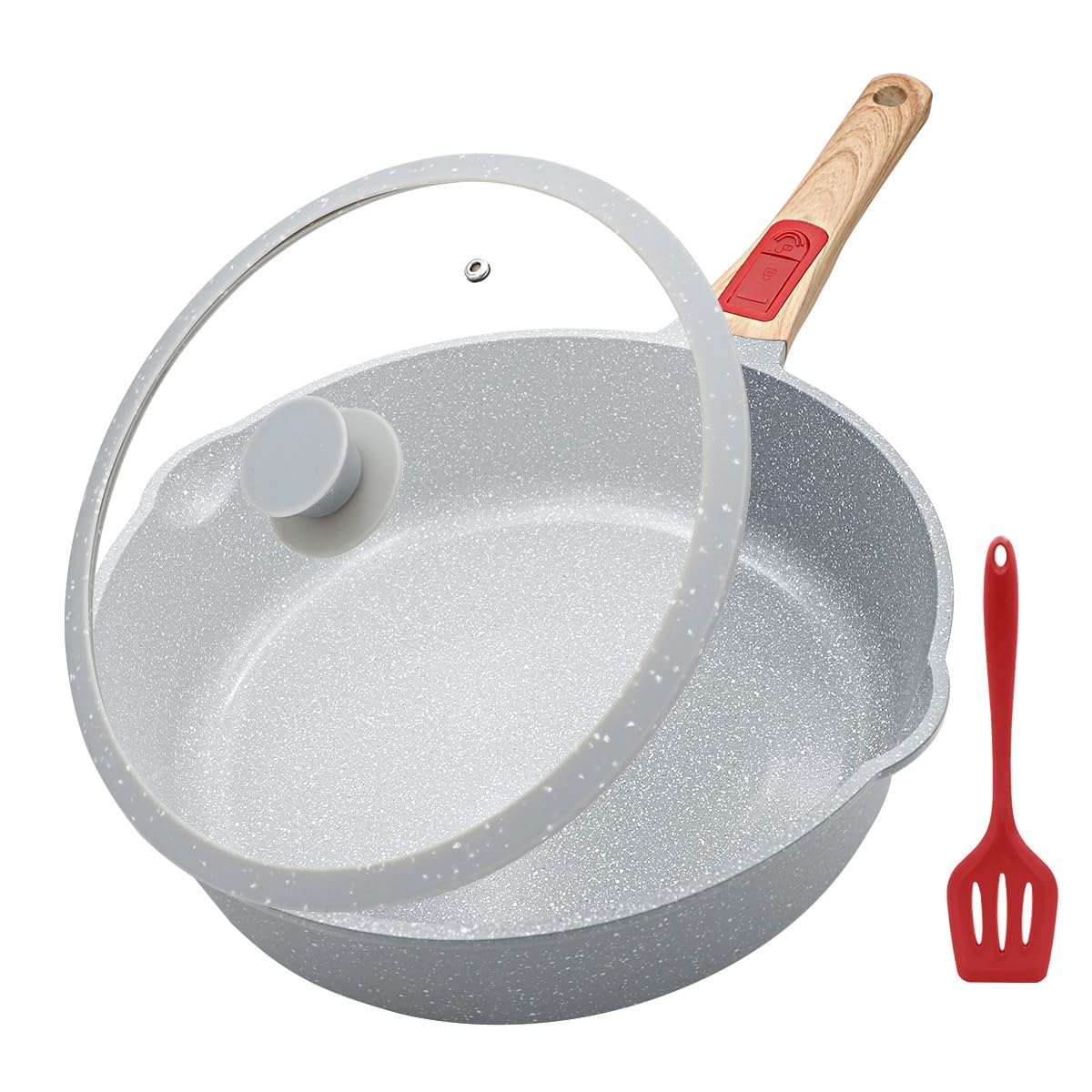 AIKENBBKK Sartén de cerámica de 28 cm, revest cerámico antiadherente-azul