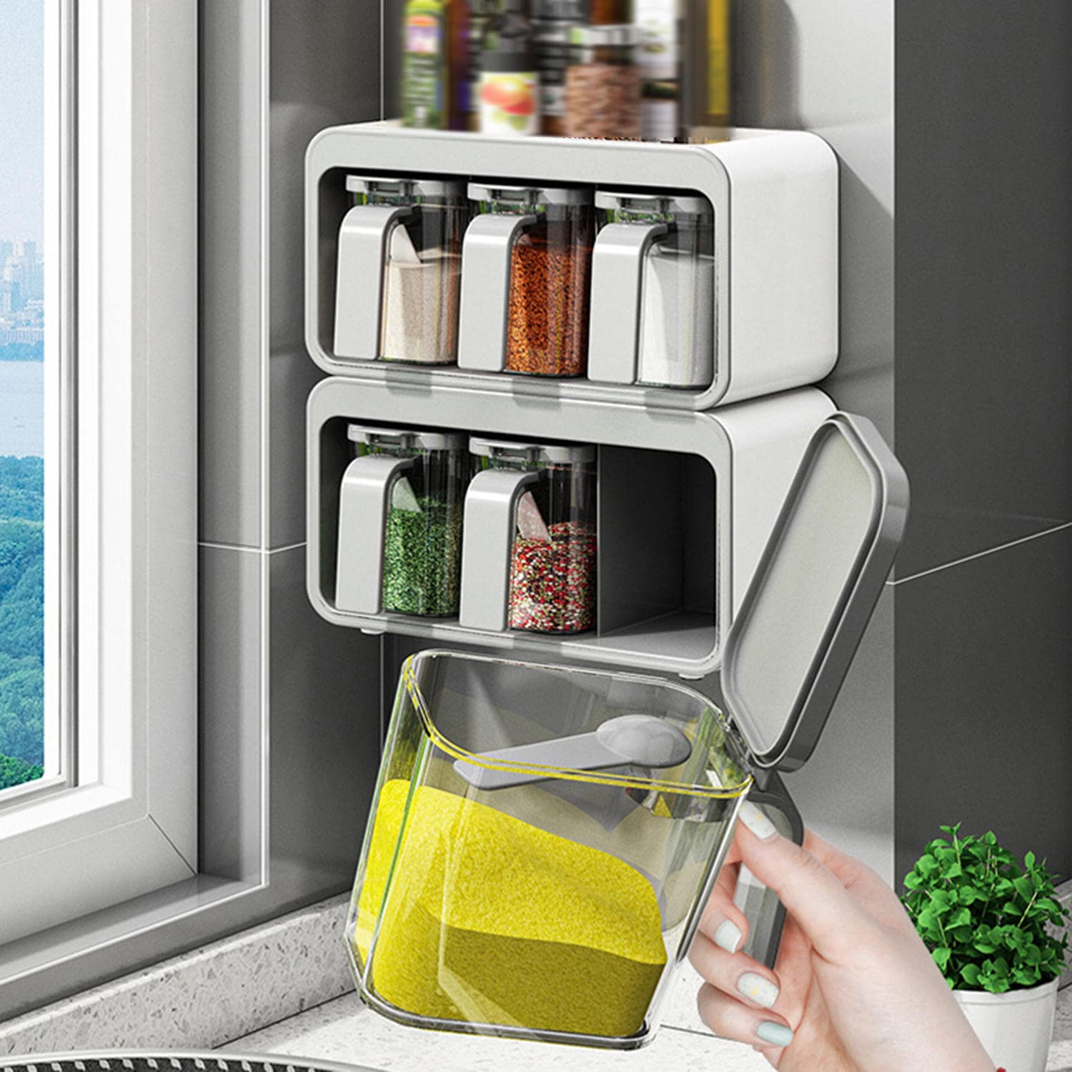 Amazon.com: Spice Box, Wall Mounted Spice Box, Spice Jars