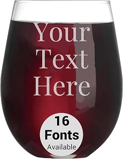 Personalized 15oz Stemless Wine Glasses Engraved Custom Text - Unique Gifts for Women Men Birthdays Weddings Retirement