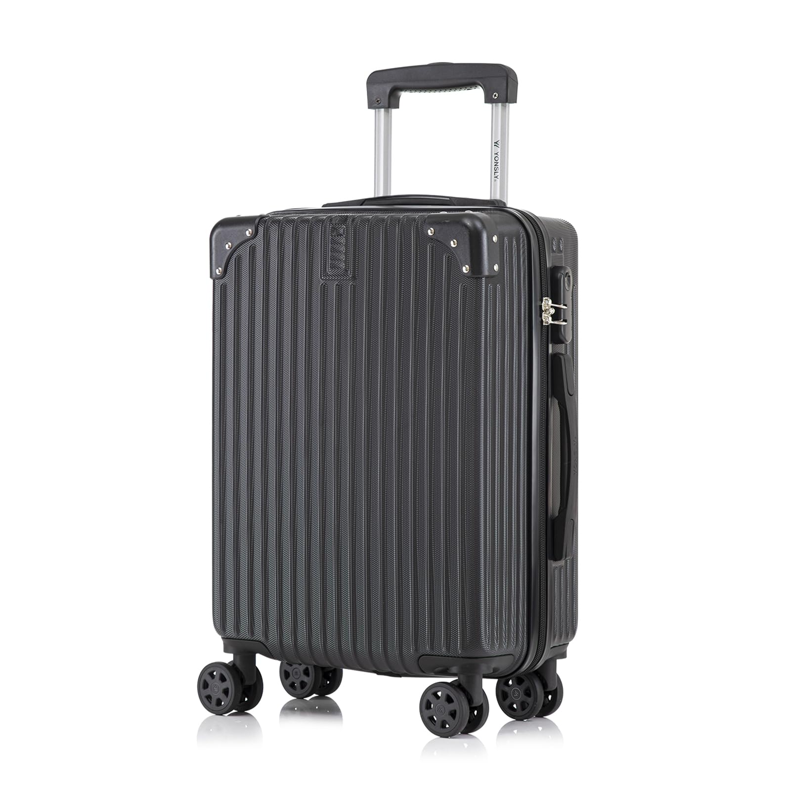 yonsly Trolley Reisekoffer ABS 4-Rollen Schwarz Produkt Description