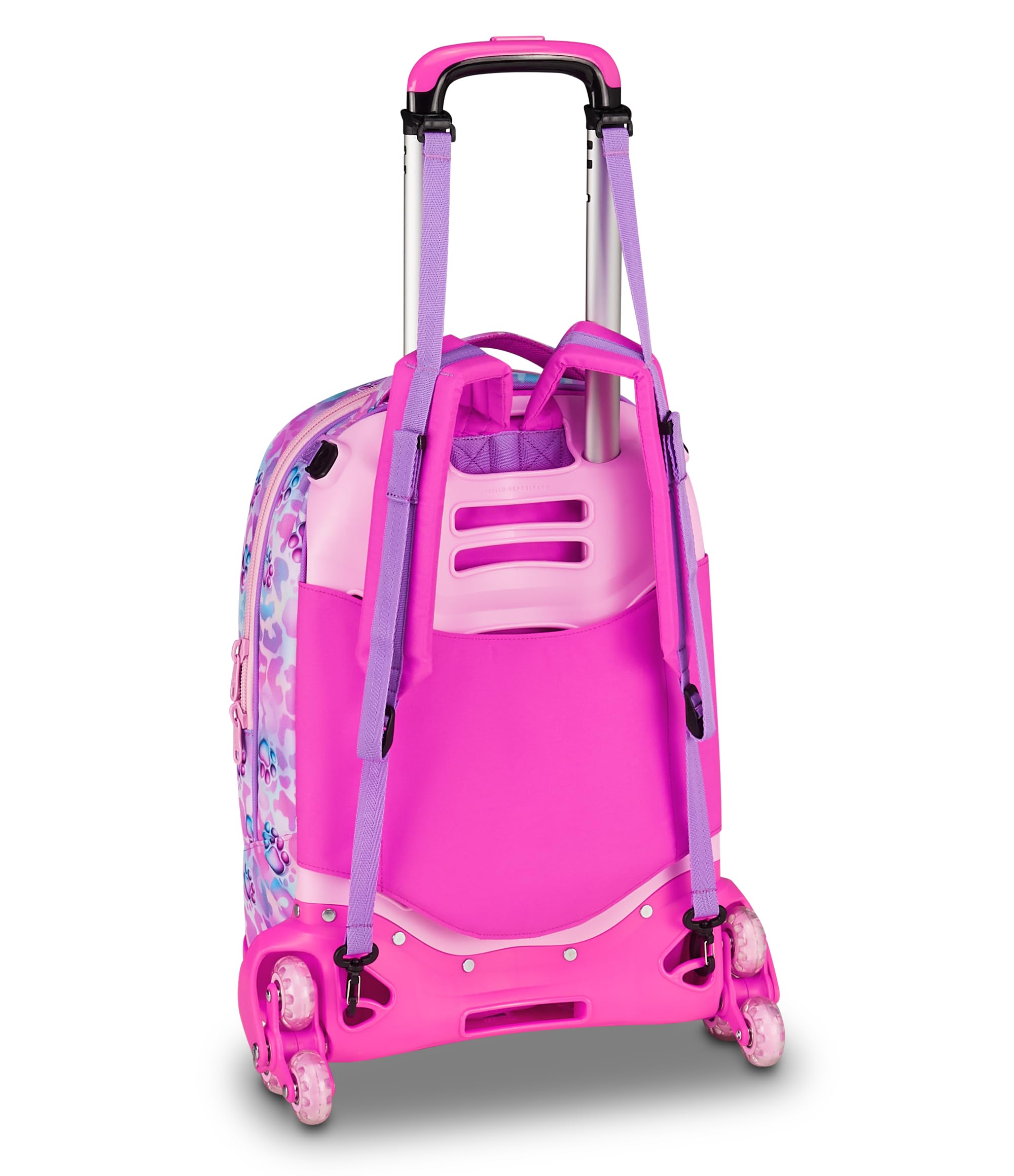 SJ GANG STYLE JAM GANG Trolley Jack 8 ruote GLOWCAT, Rosa, 34L, Scomponibile, Crossover System, 3 in 1, Spallacci a scomparsa, Tasca portaborraccia, Barra regolabile, Scuola elementare, Bambina