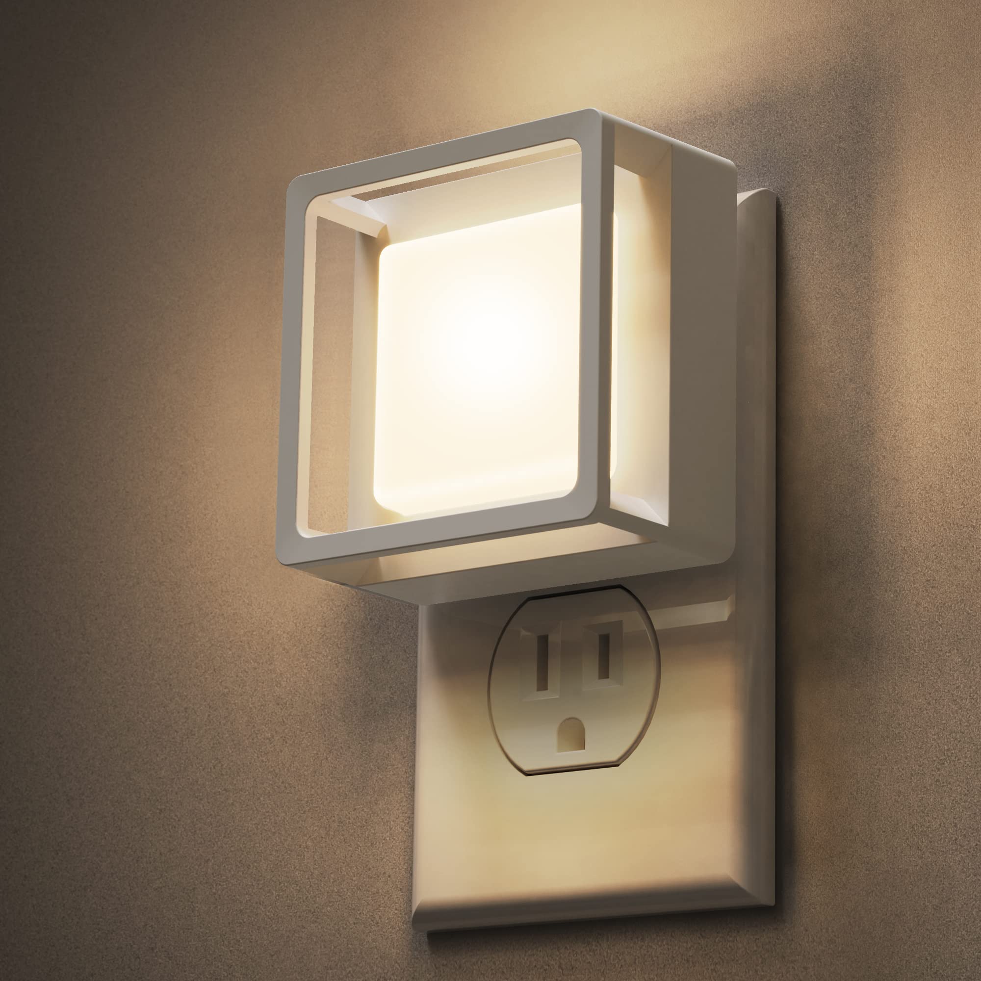 LOHAS Night Light Plug in, Dimmable Night Light for Kids, Dusk to Dawn Sensor, Soft White 3000K, Stepless Adjustable from 0 to 60lm, 1W, Ideal Night Light for Bedroom, Hallway, Stairs, 2 Packs