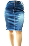 Jack David Women&apos;s Plus Size Blue&sol;Black Soft Curvy Stretch Denim Jeans Skirt 1X 3X Wash N2610