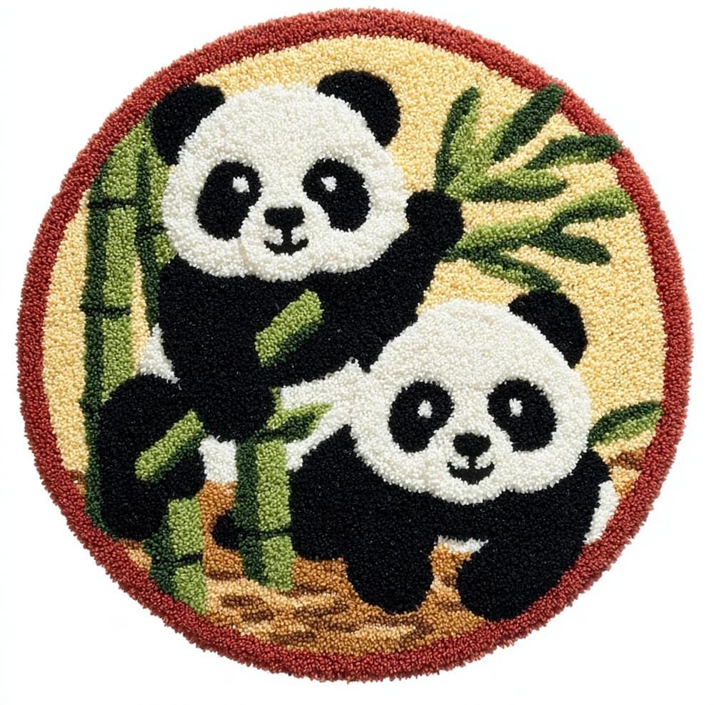 kitphoenix Knüpfteppiche Landschaft Knüpfen Handarbeit Set Pandas Und Bambu
