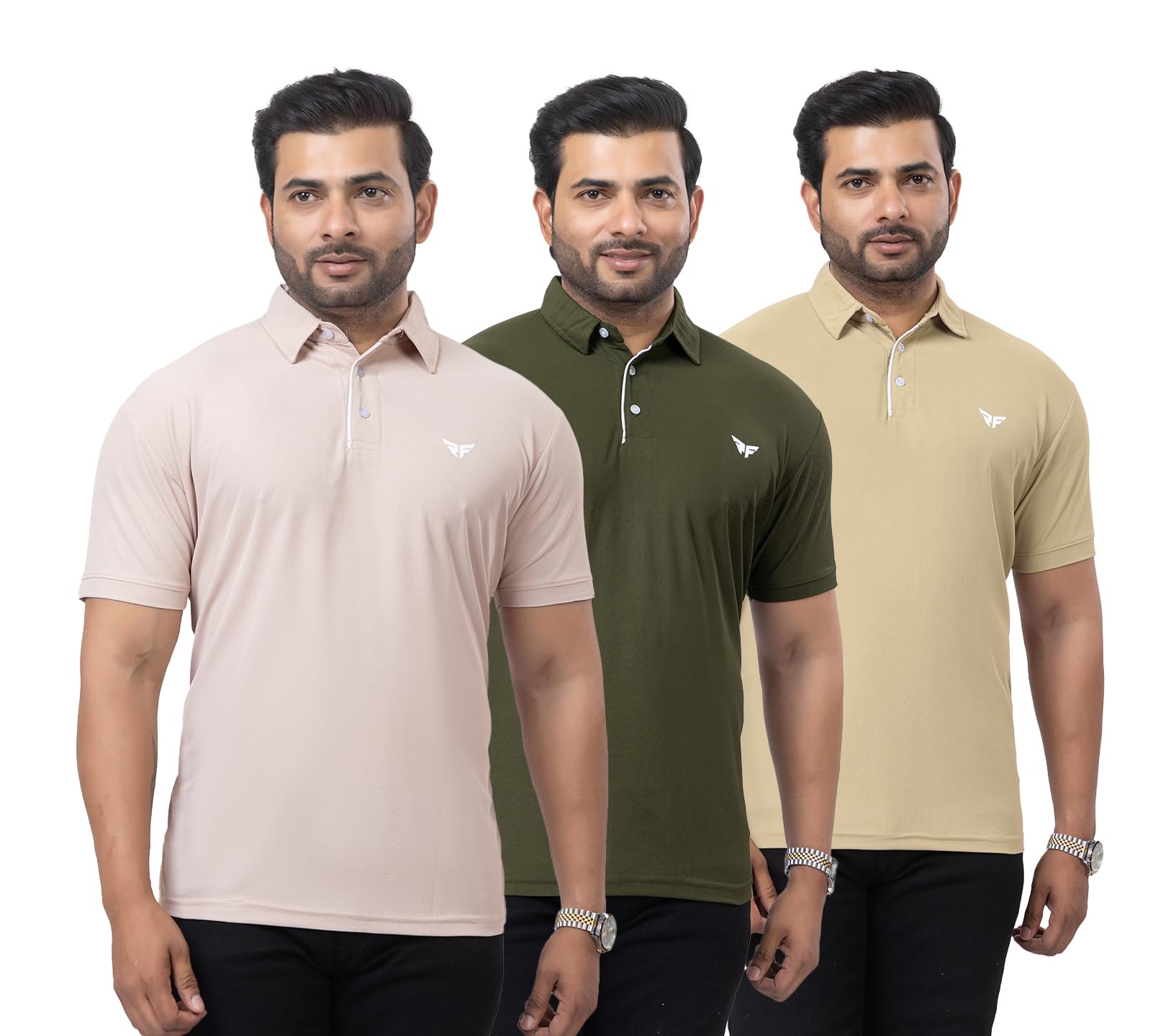 redfort Summer Wear Casual Wear Regular Fit Collar Neck Plain Half Sleeve Breathable and Comfortable Soft Solid Polo Combo T-Shirt for Men's (SP-1-3pcs Combo)-picture-20