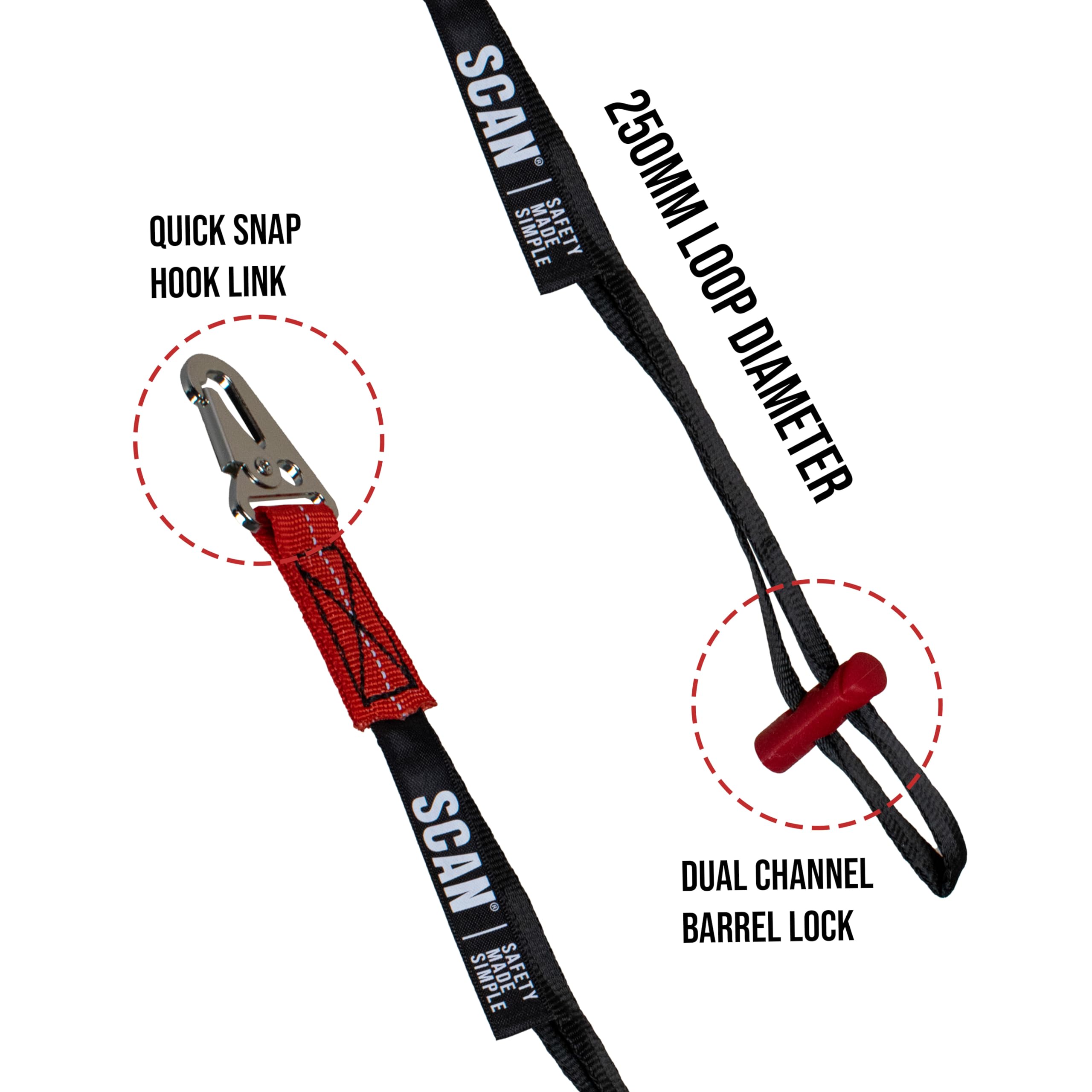 Scan Tool Lanyard - 3 Separate Tool Attachments, Red/Black - Image 3