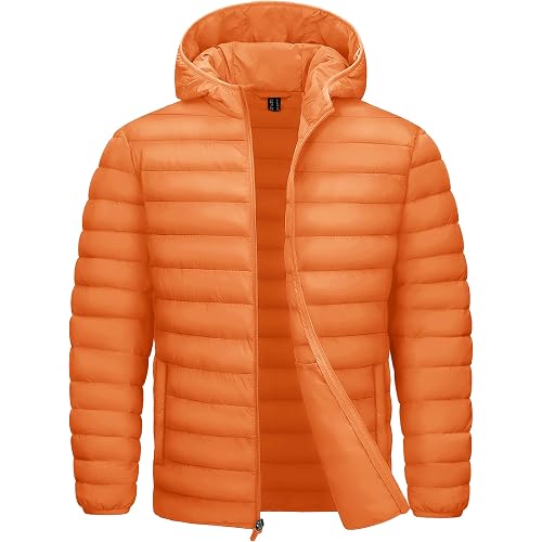 TACVASEN Men's Lightweight Puffer Jacket with Hood Water Resistant Windproof Insulated Jacket Quilted Lined Winter Coats