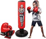 47" Kids Punching Bag with Boxing Gloves – Inflatable Boxing Bag for Boys & Girls, Standing Training Toy for Fitness & Stress Relief