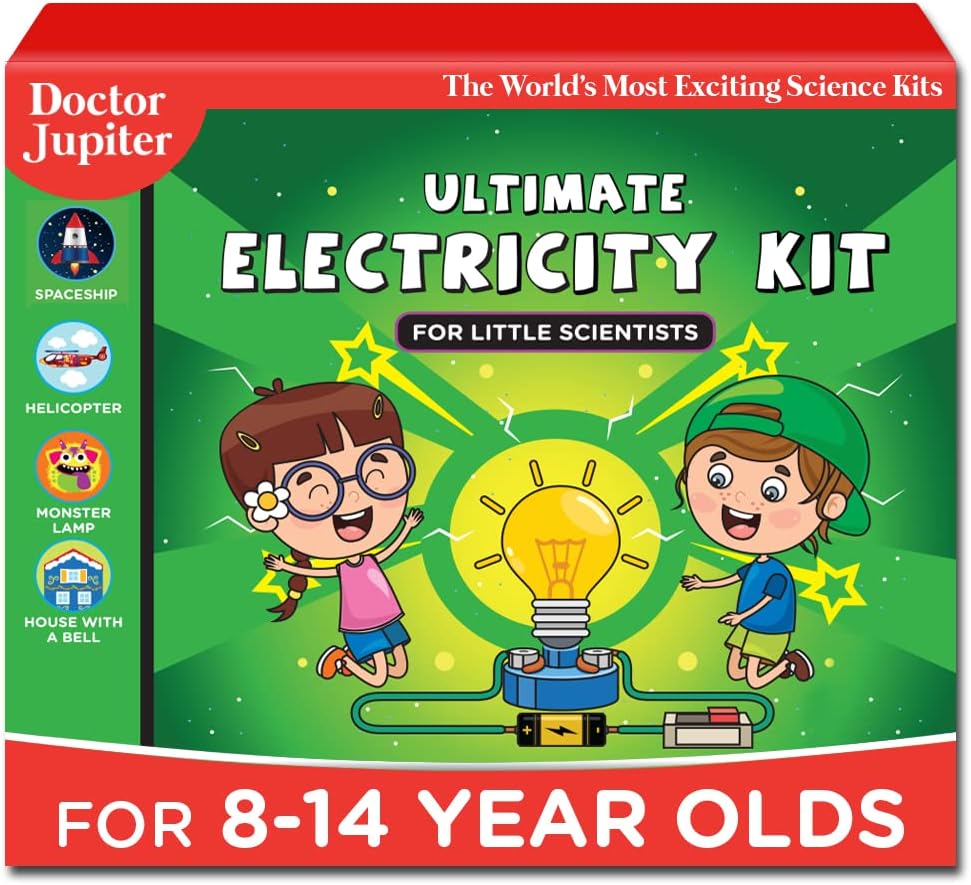 Doctor Jupiter Toy Electricity Kit for Boys & Girls Ages 7-8-9-10-11-12-13-14 | Birthday Gifts for 7+ Year Old Kids | Learning & Education toys